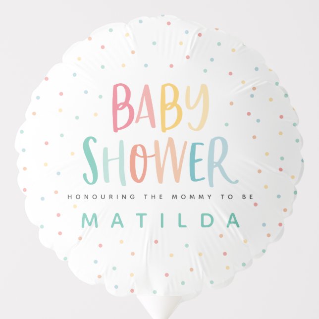 Colourful rainbow baby shower party balloon (Front)