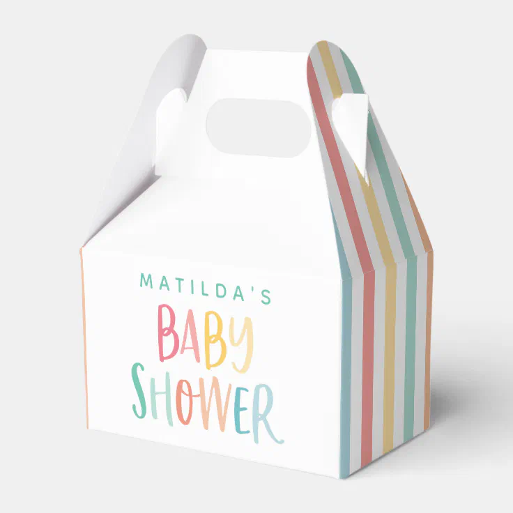 Colourful rainbow baby shower party favor box Zazzle