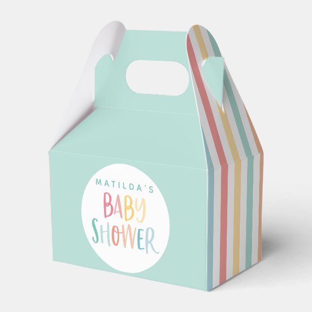 Colourful rainbow baby shower party favor boxes (Front Side)