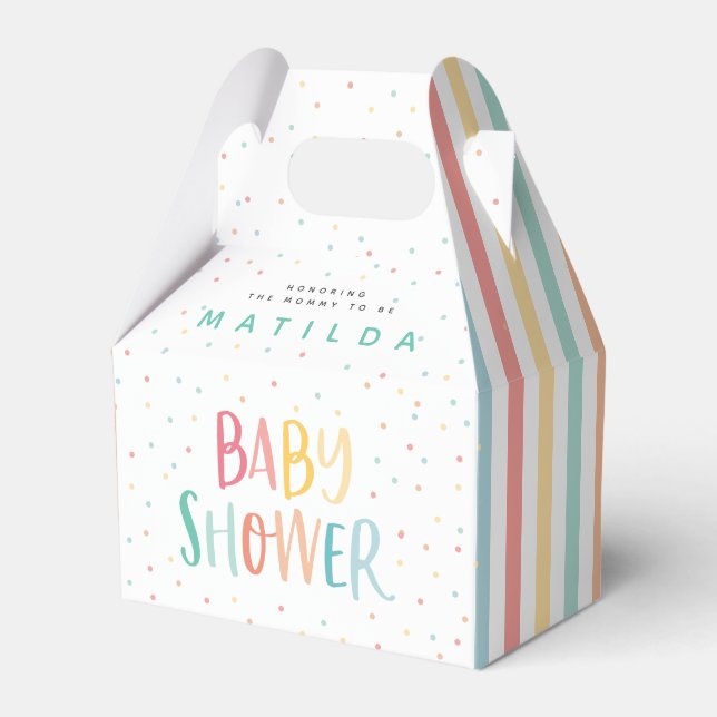 Colourful rainbow baby shower party favor boxes (Front Side)