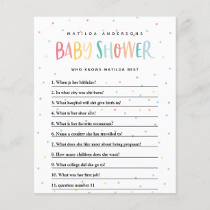 Colourful rainbow baby shower party game flyer