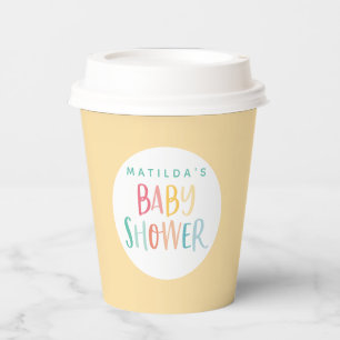 Colourful rainbow baby shower party paper cups