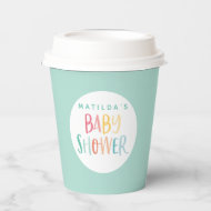 Colourful rainbow baby shower party paper cups