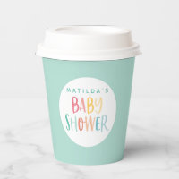 Colourful rainbow baby shower party paper cups