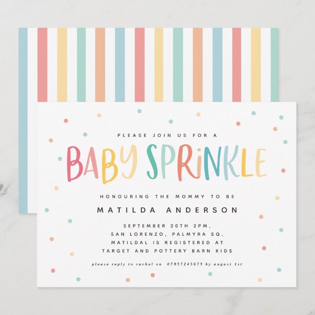 Colourful rainbow baby sprinkle gender neutral fun (Front/Back)