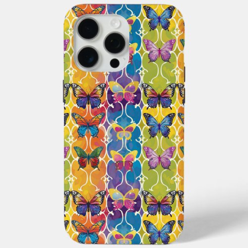 Colourful Rainbow Butterflies Digital Patterned iPhone 15 Pro Max Case