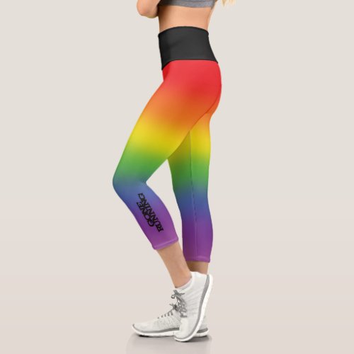 Colourful Rainbow Effect Gone Running Text  Capri Leggings