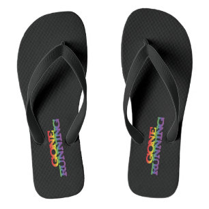 Colourful Rainbow Effect Gone Running Text Flip Flops