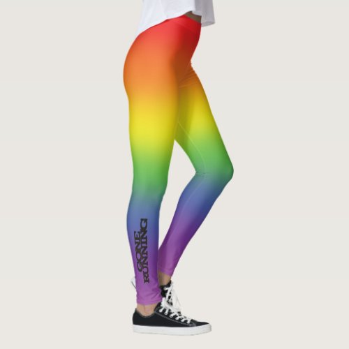 Colourful Rainbow Effect Gone Running Text Leggings