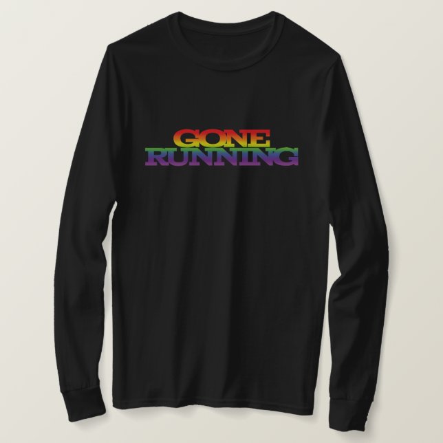Colourful Rainbow Effect Gone Running Text  T-Shirt (Design Front)