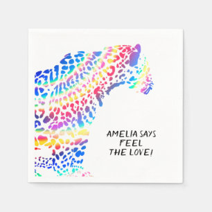 Colourful Rainbow Jaguar Party Paper Plate Napkins