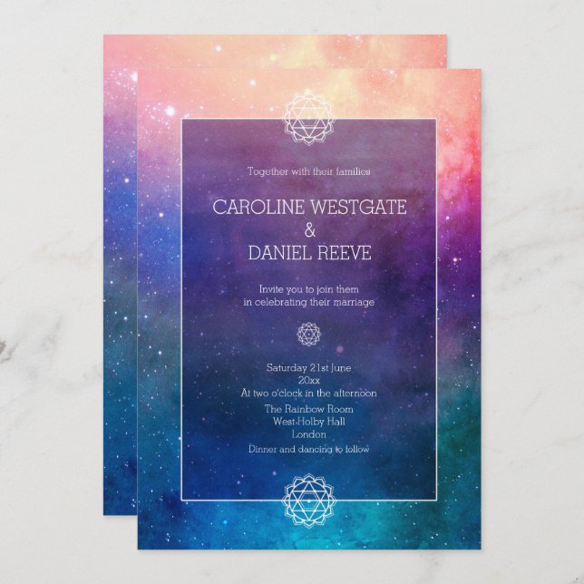 Colourful Rainbow Nebula Wedding Invitation (Front/Back)