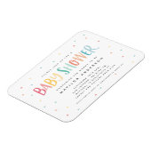 Colourful rainbow polka dot baby shower invitation magnet (Left Side)
