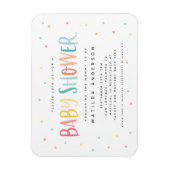 Colourful rainbow polka dot baby shower invitation magnet (Vertical)