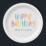 Colourful rainbow polka dot birthday paper plates<br><div class="desc">Colourful rainbow polka dot birthday party design. Ideal for baby male,  female or twin party design. With its fun bright colorful design featuring stripes and polka dots this timeless classic is sure to look good at your party. Part of a co-odinating design.</div>