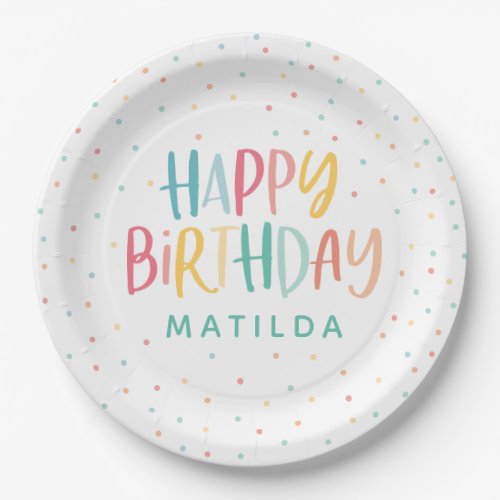 Colourful rainbow polka dot birthday