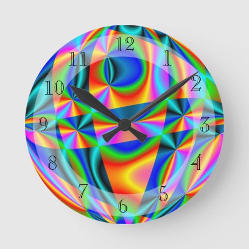 Colourful Rainbow Quilt Round Clock