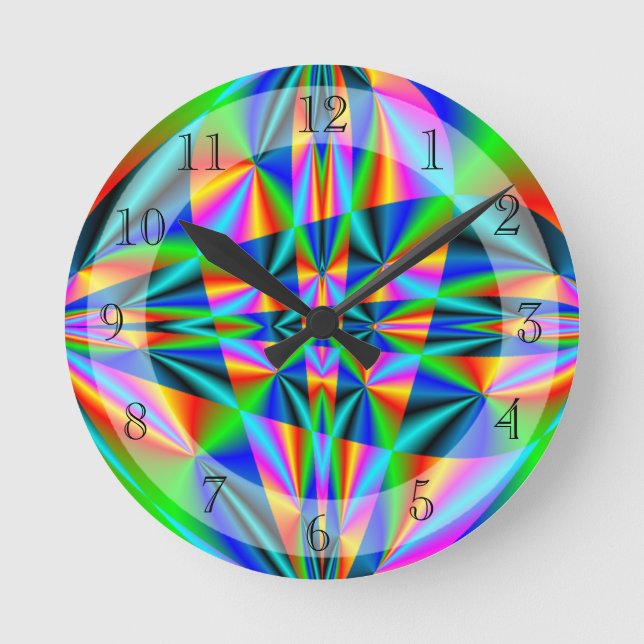 Colourful Rainbow Quilt Round Clock (Front)