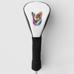 Colourful rainbow realistic Welsh Corgi dog Golf Head Cover
