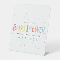 Colourful rainbow stripe and dot baby shower