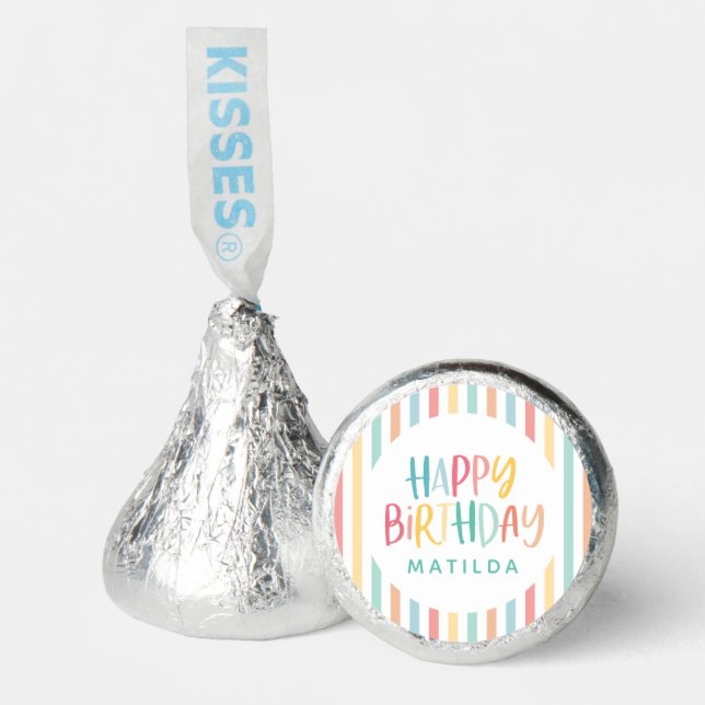 Colourful rainbow stripe birthday party hershey®'s kisses® (Front)