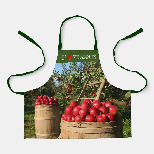Colourful Red Apple Orchard Apron (Front)