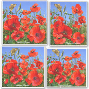 Colourful Red Poppies Contour Sticker