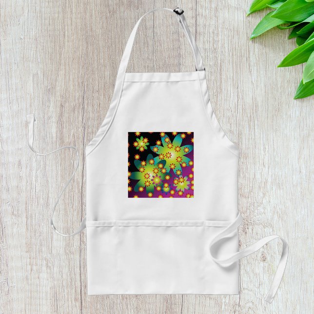 Colourful Retro Flowers Adult Apron (Creator Uploaded)