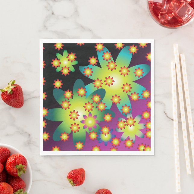 Colourful Retro Flowers Napkins (Creator Uploaded)