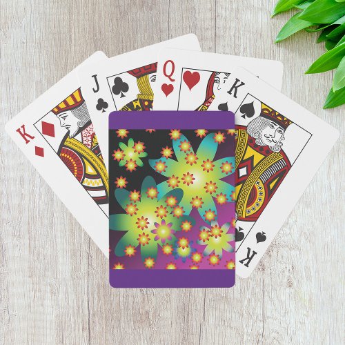 Colourful Retro Flowers Playing Cards
