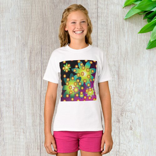 Colourful Retro Flowers T_Shirt