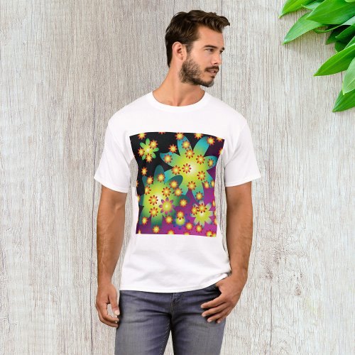 Colourful Retro Flowers T_Shirt