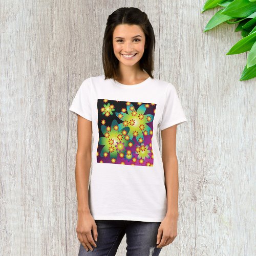 Colourful Retro Flowers T_Shirt