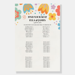 Colourful Retro Folk Art Wedding Seating Chart Foa Foam Board