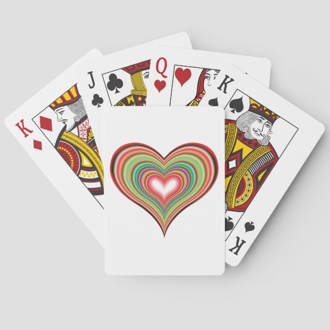 Colourful Retro Heart Poker Cards (Back)