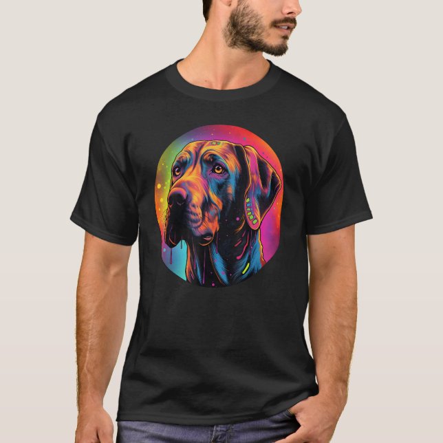 Colourful Rhodesian Ridgeback Dog Dad Mom Graffity T-Shirt (Front)
