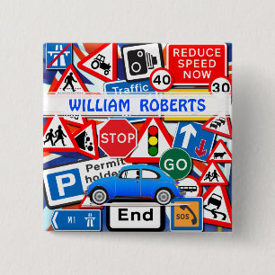 Colourful Road Signs, and Automobile Custom Name B Button