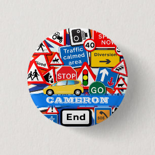 Colourful Road Signs Custom Kids' Name Button