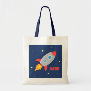 Colourful Rocket Ship, Outer Space, For Boys Tote Bag