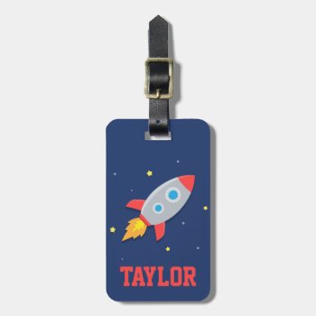 Colourful Rocket Ship  Outer Space  For Kids Luggage Tag by RustyDoodle at Zazzle