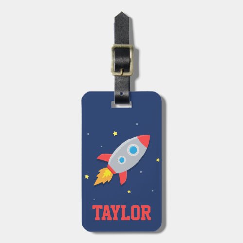 Colourful Rocket Ship Outer Space For Kids Luggage Tag