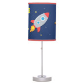 Colourful Rocket Ship, Outer Space, For Kids Room Table Lamp (Front)