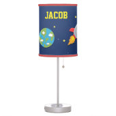 Colourful Rocket Ship, Outer Space, For Kids Room Table Lamp (Left)