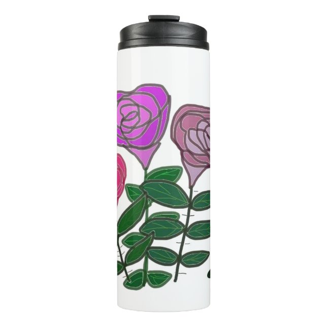 Colourful Rose Design Thermal Tumbler (Front)