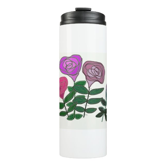 Colourful Rose Design Thermal Tumbler (Front)