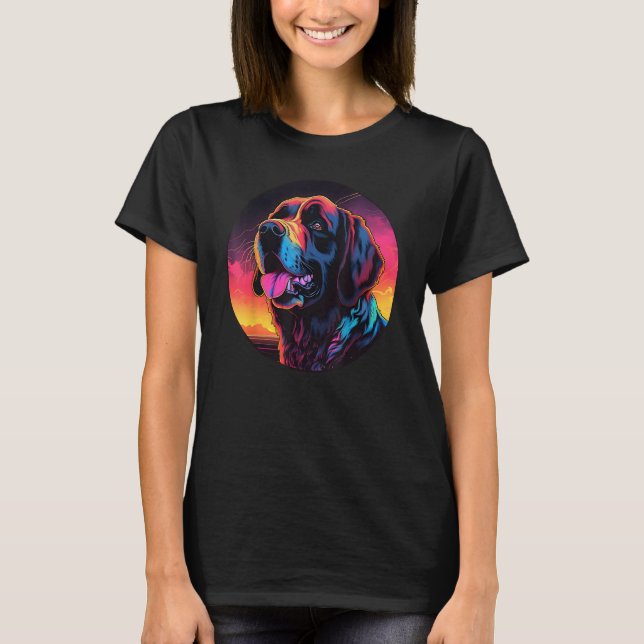 Colourful Saint Bernard Dog Dad Mom Graffity T-Shirt (Front)