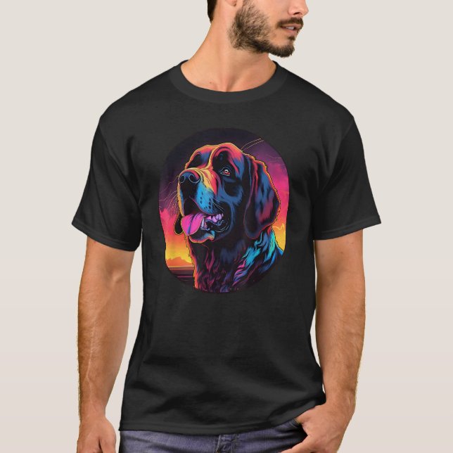 Colourful Saint Bernard Dog Dad Mom Graffity T-Shirt (Front)