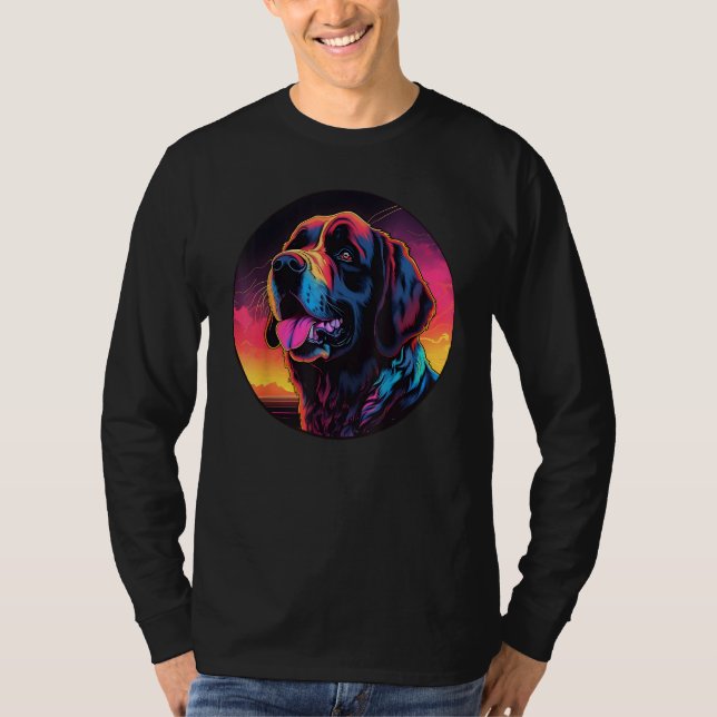 Colourful Saint Bernard Dog Dad Mom Graffity T-Shirt (Front)