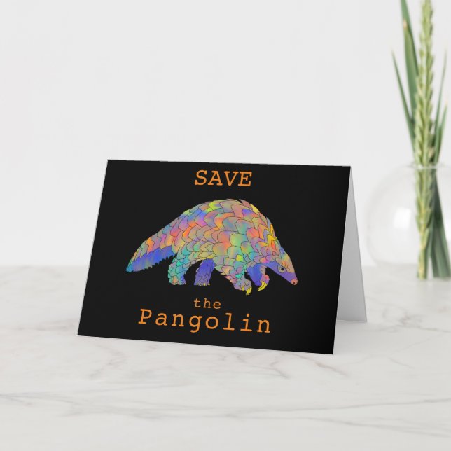 Colourful Save Pangolin Endangered Animal Activism Card (Front)