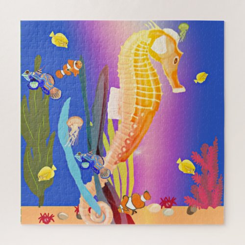 Colourful Seahorse and Tropical Fish Under water Jigsaw Puzzle